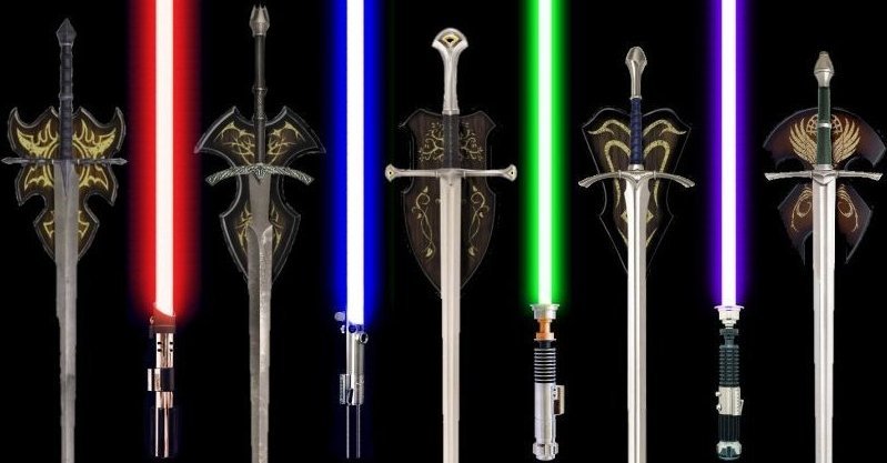 Lord of the Rings United Cutlery swords and Star Wars Master Replicas lightsabers
